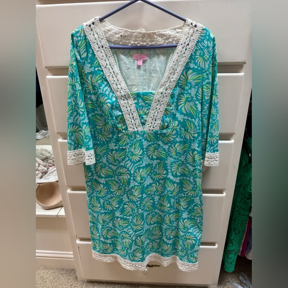 Floral Lace-Trim Dress
